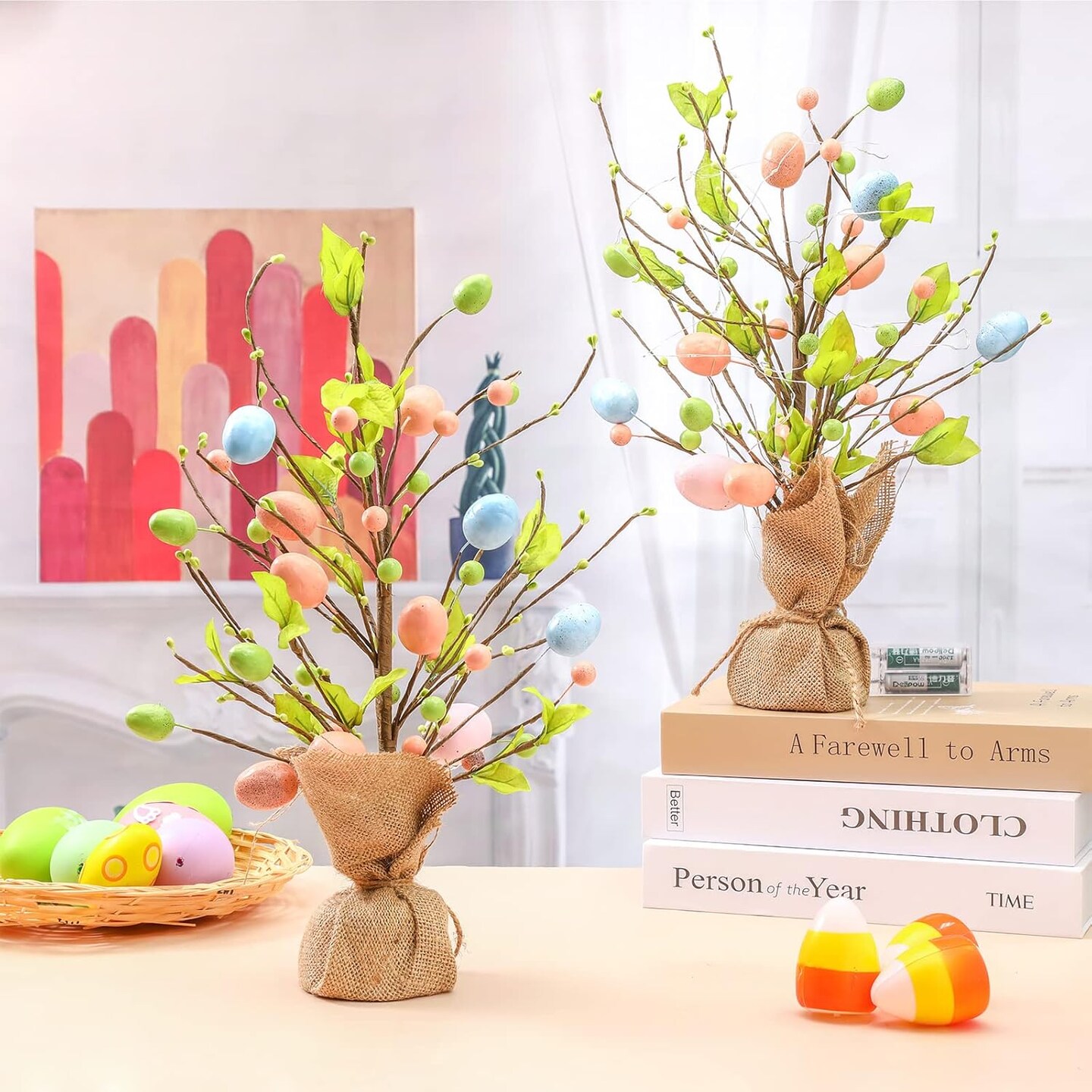 18 Inch Pre Lit Easter Egg Tree Tabletop Decor Decorations Gifts with LED Light