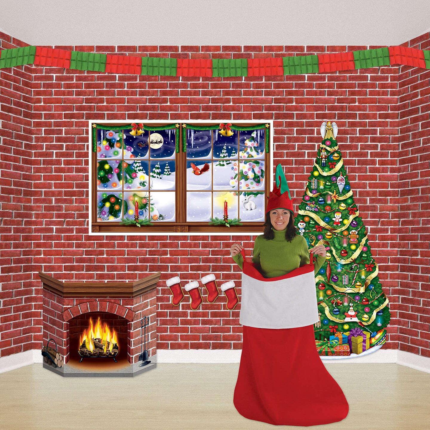 6 Pack Beistle Christmas Brick Wall Backdrop