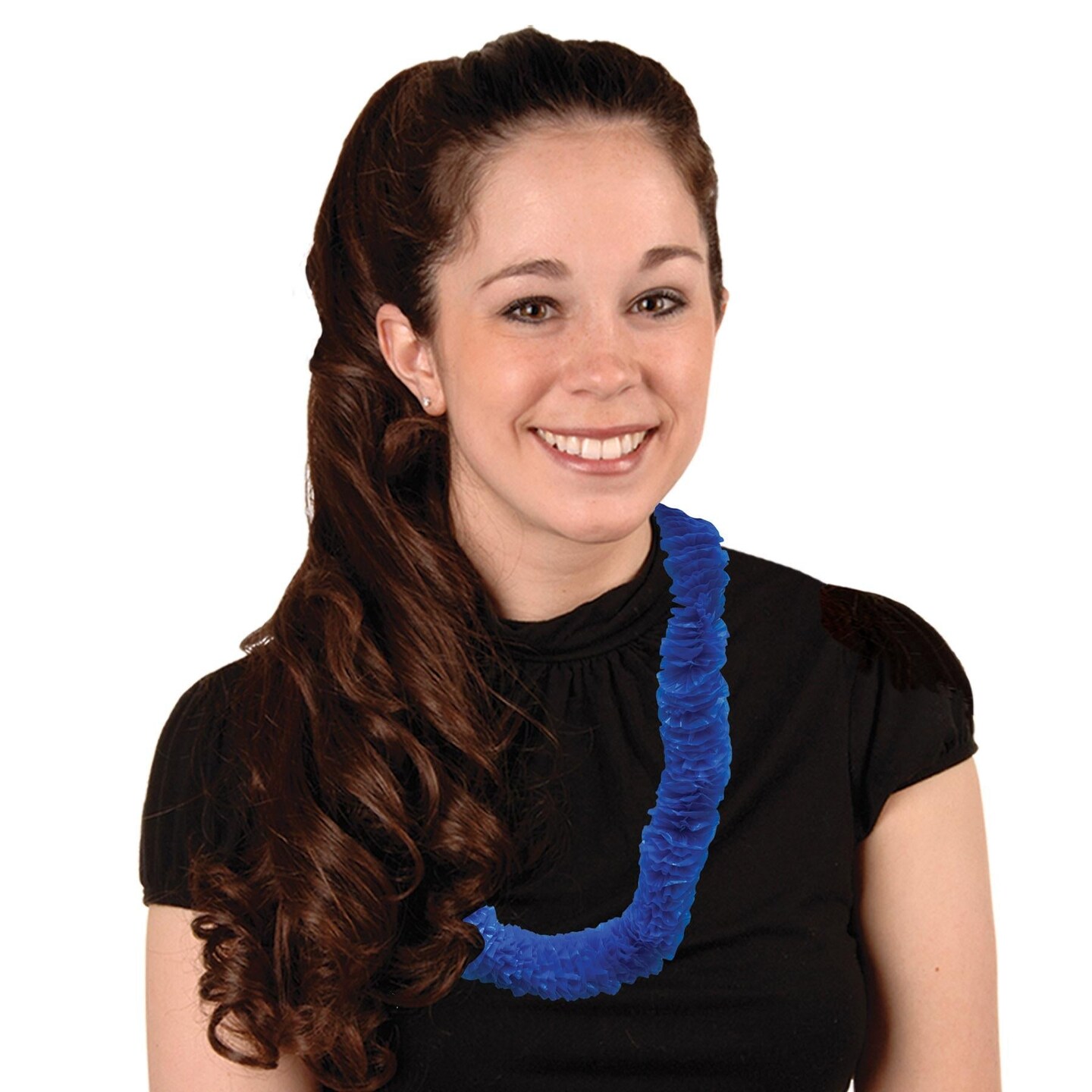 50 Pack Bulk Luau Party Blue Soft-Twist Poly Leis with Labeled Box