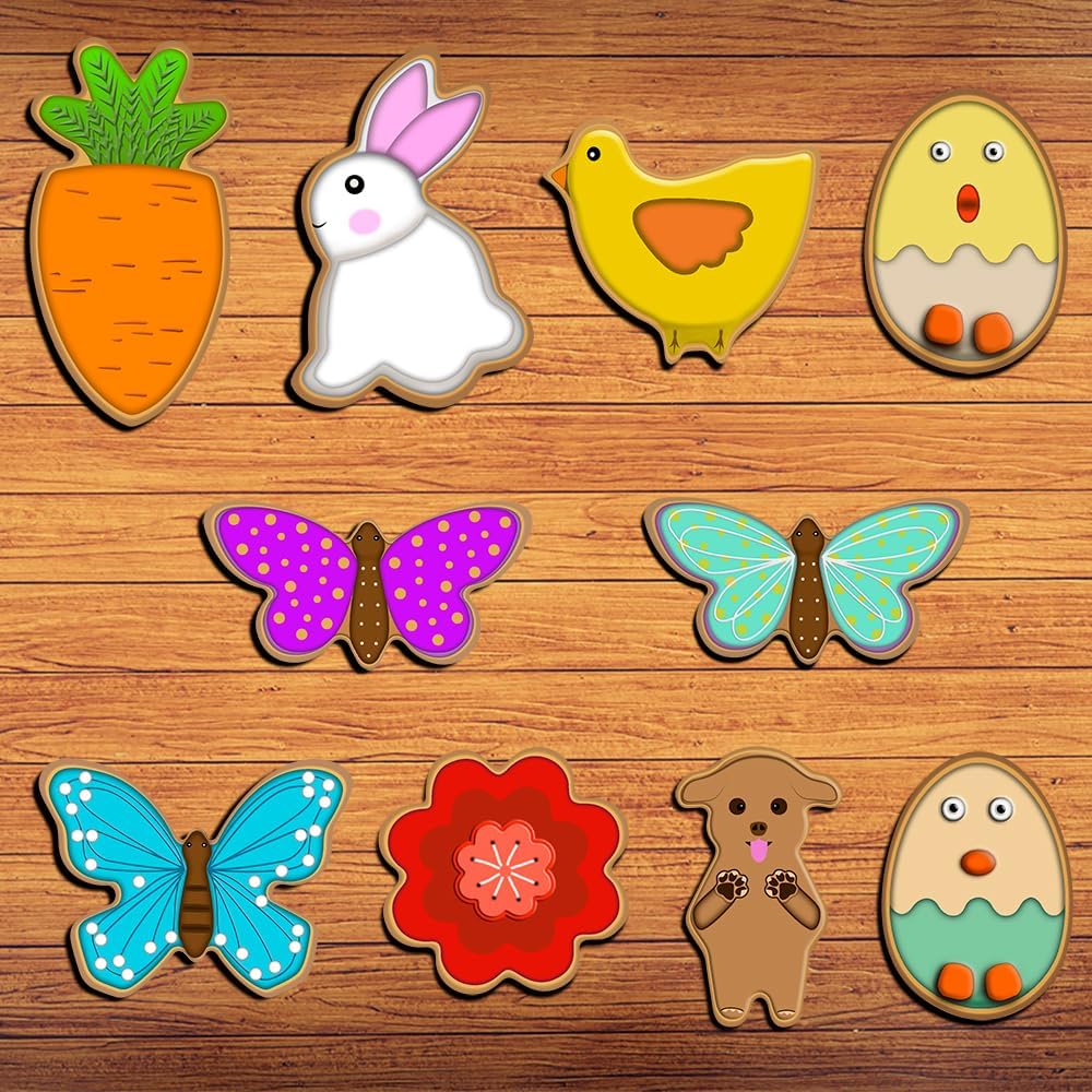 Easter Cookie Cutter Set - Bunny, Egg, Butterfly, Flower, Chick, Carrot, Dog - 8PCS Easter Cookie Cutters - Easter Cookie Cutters Shapes for Spring Holiday Baking, Mini Easter Cookie Cutters for Party
