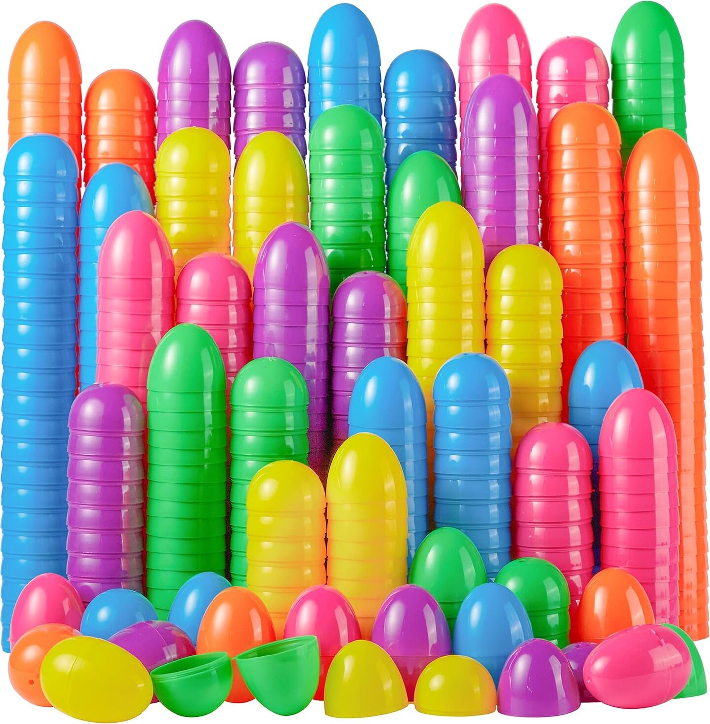 600 PCS 2.3&#x22; Easter Eggs, Empty Plastic Eggs Fillable Colorful Bright Eggshell Bulks for Easter Hunt, Filling Treats, Party Favor, Basket Stuffers, Classroom Prize Supplies