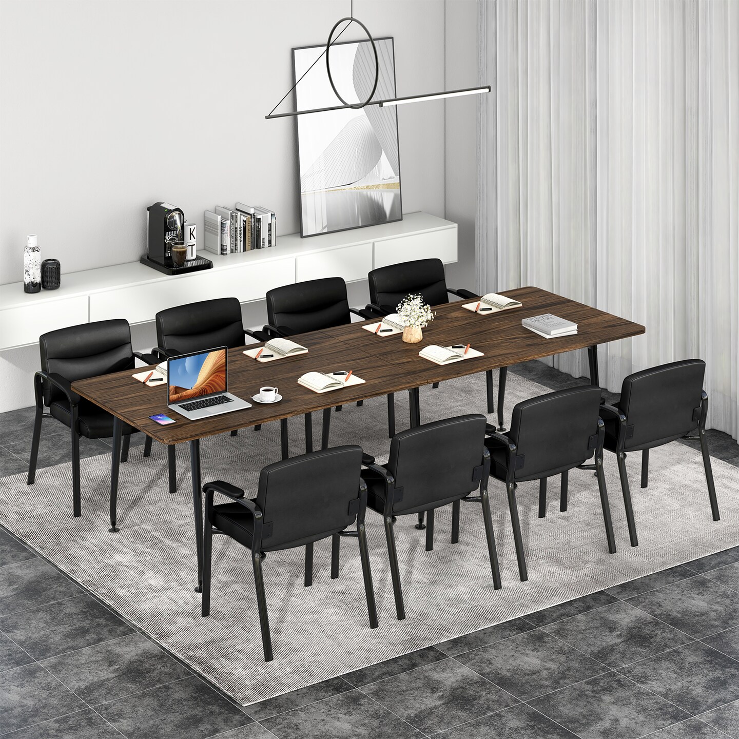 Set of 2 Black Waiting Room Chair with Metal Tubes and Reinforced Bolt Connection