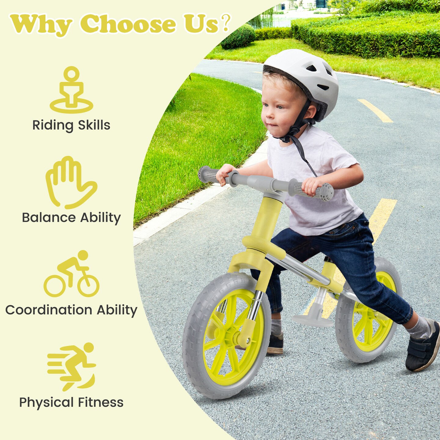 Metal 12 Inch Balance Bike with Adjustable Seat and Rotatable Handlebar