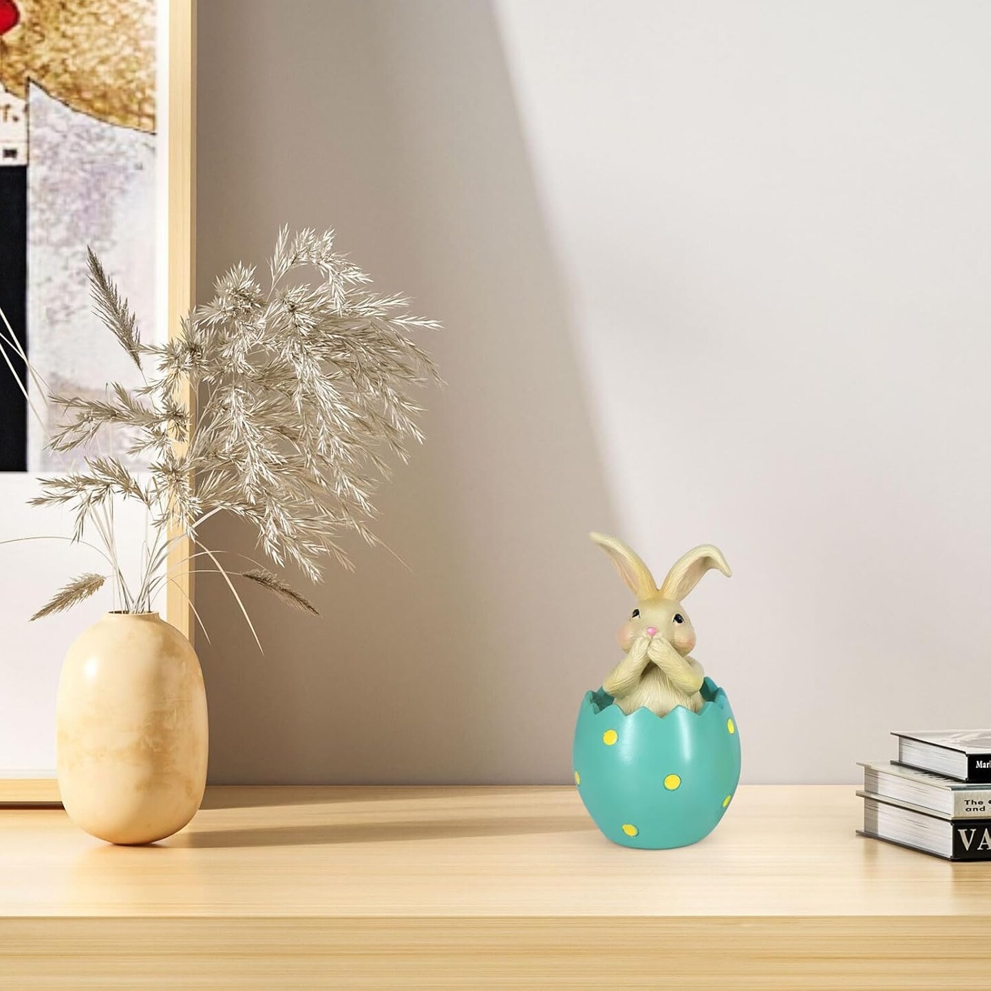 Colorful Eggshell Polyresin Bunny Easter Decor, Table Rabbit Easter Decorations