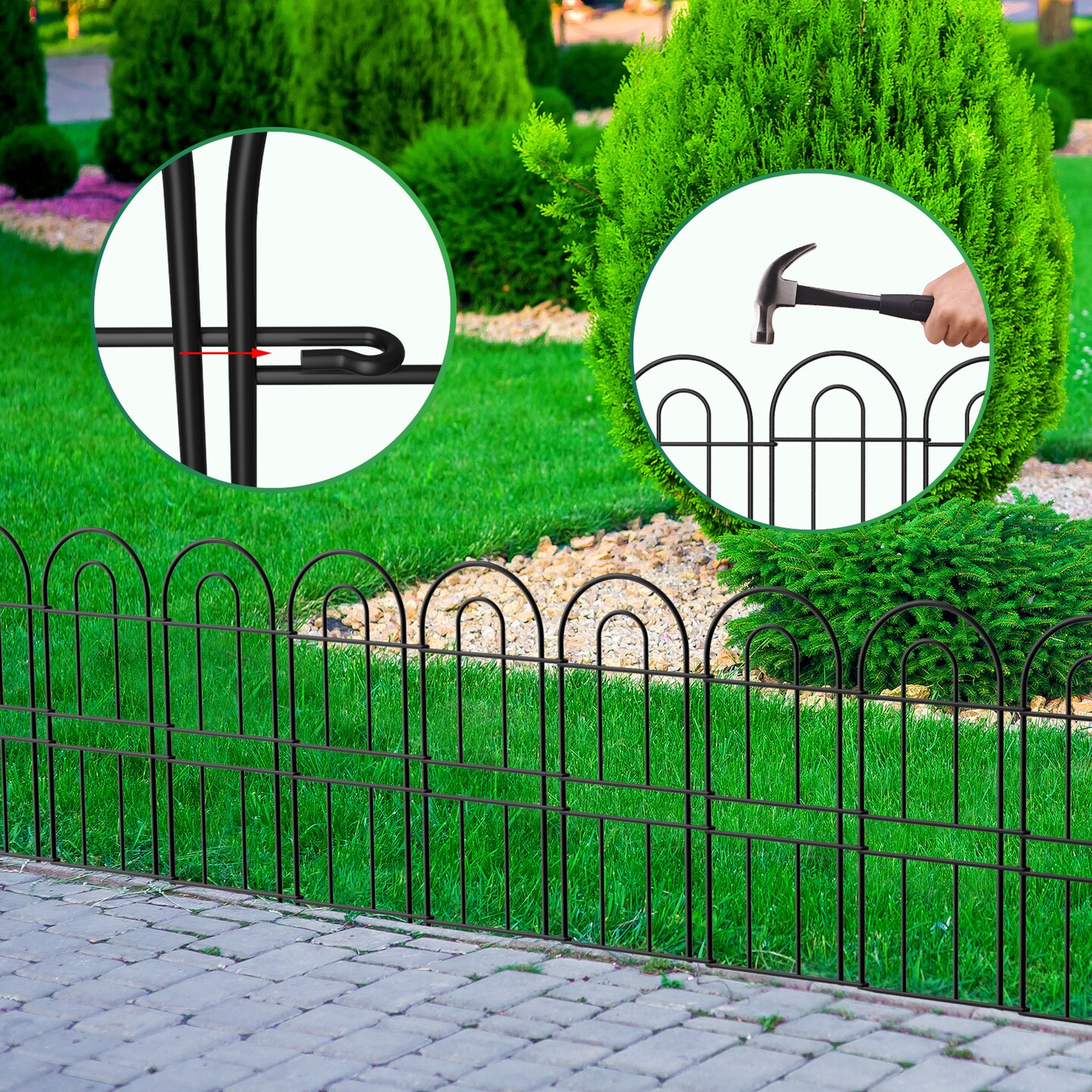 Decorative Garden Fence 10/16 Pcs, Garden Fencing Animal Barrier, RustProof Metal Wire Landscape, Flower Fences and Borders for Dog, Yard, Patio, Outdoor Decor