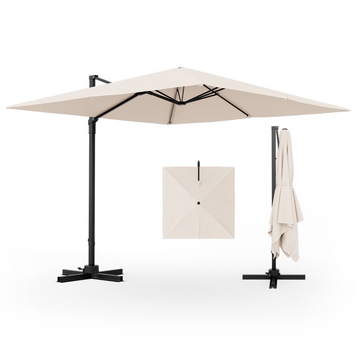 Aluminum 9.5 Feet Square Patio Cantilever Umbrella with 360&#xB0; Rotation &#x26; Tilt Adjustment
