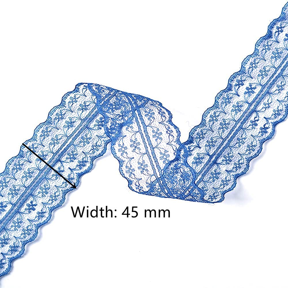 FQTANJU 12 Rolls 60 Yards Lace Ribbon Mixed Color Floral Pattern Fabric by The Roll, for Bridal Wedding Decorations, Invitation Cards, Hair Bow Making, DIY Sewing, Gift Wrapping, 1-3/4 Inch Wide