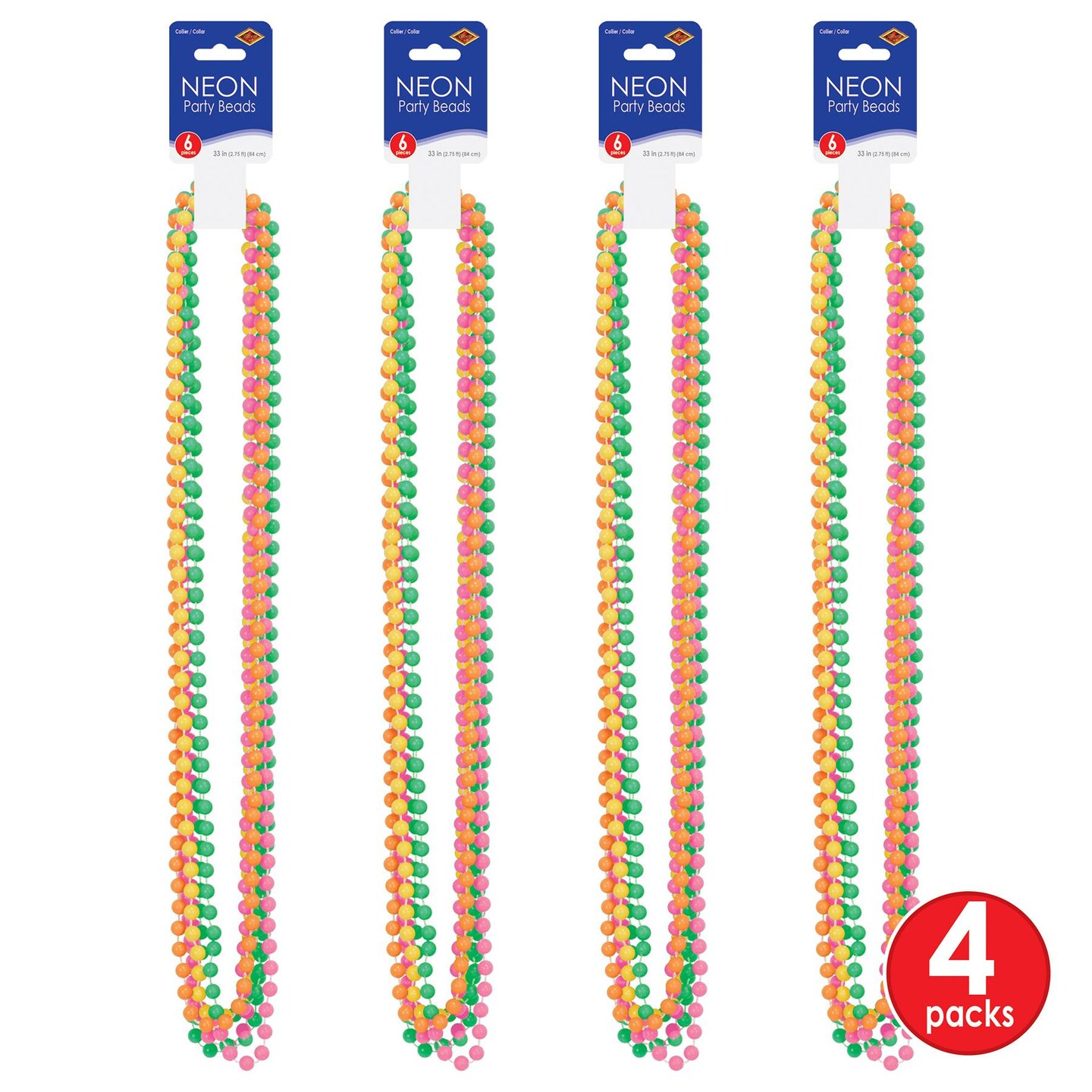 72 Pack Beistle Neon Party Bead Necklaces