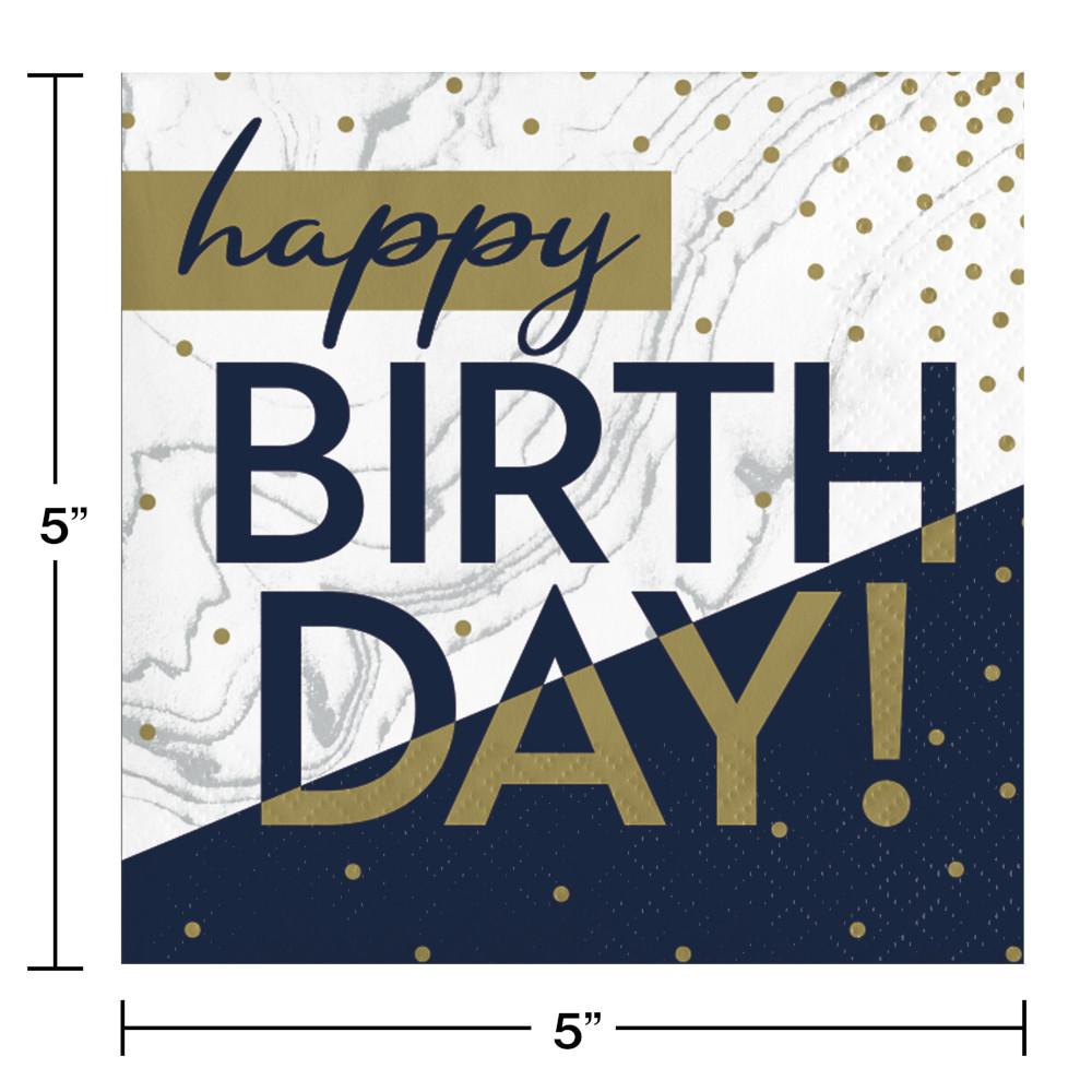 Bulk Pack of 48 Navy &#x26; Gold Milestone Beverage Napkins