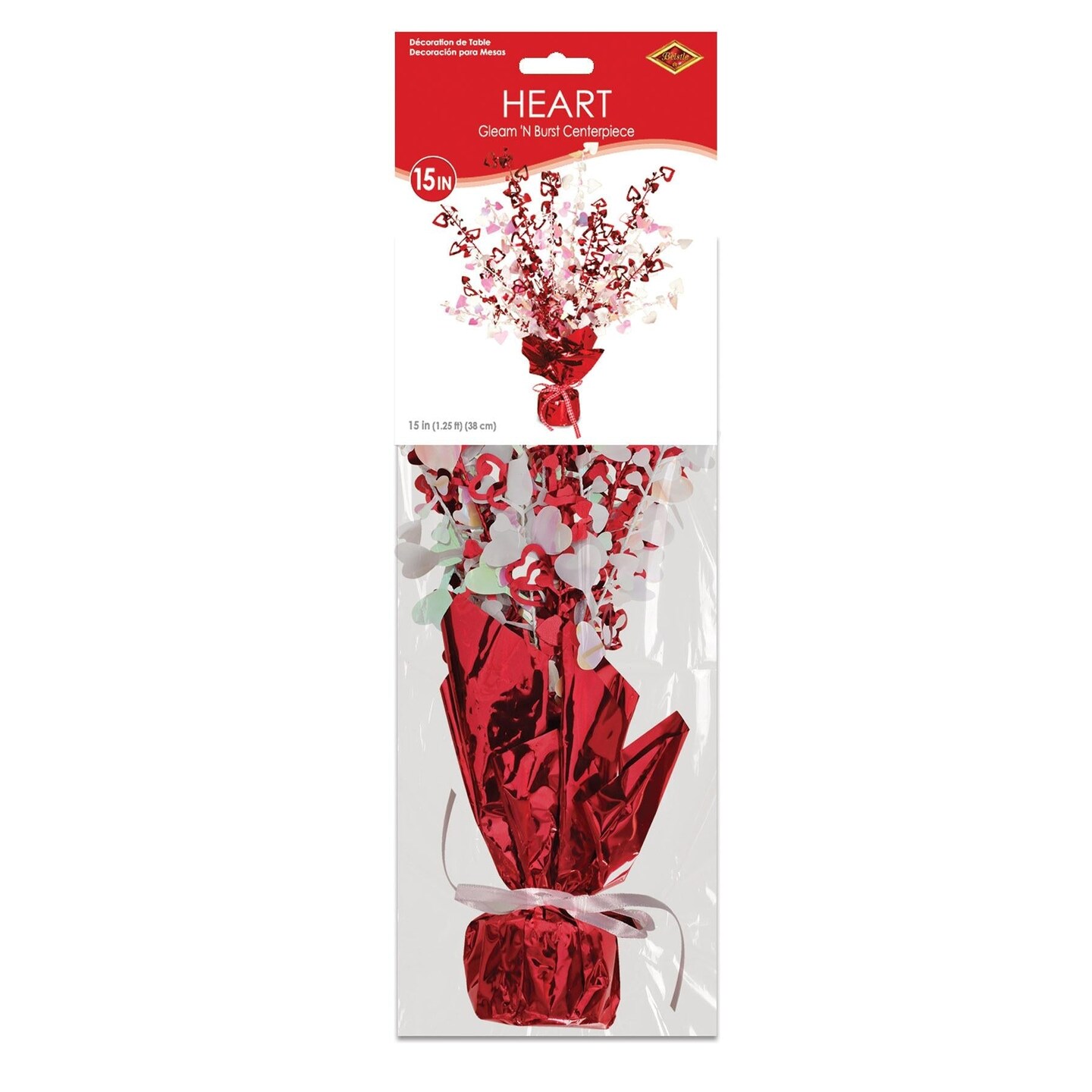 12 Pack Beistle Valentine&#x27;s Day Heart Centerpiece - red/opalescent
