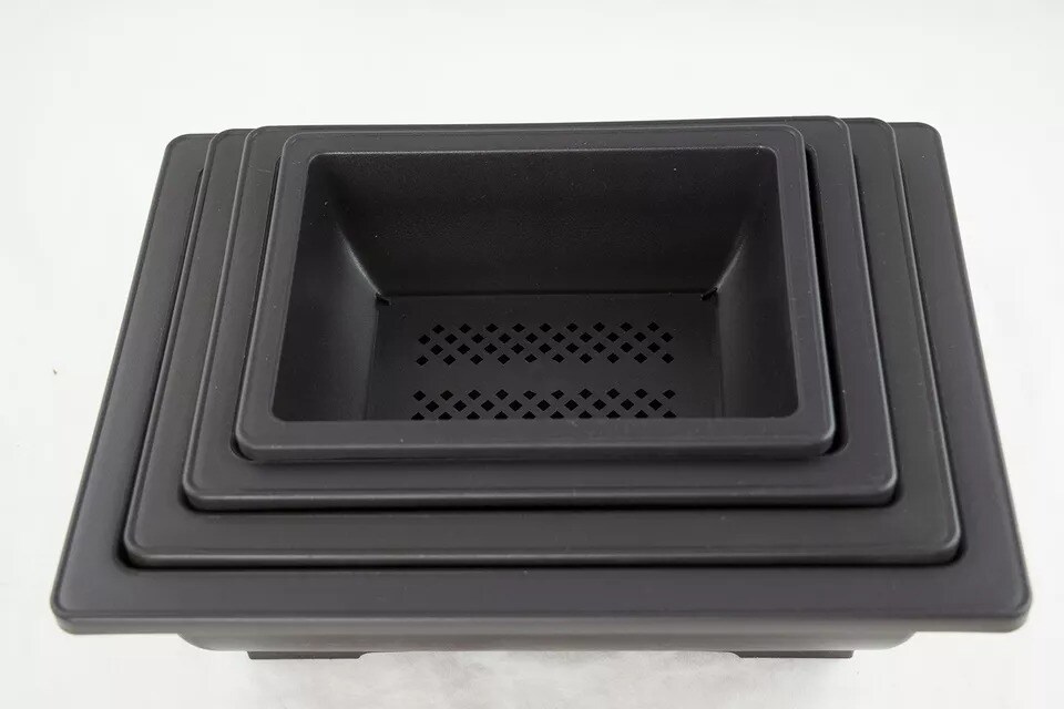 4 Mix 6.25&#x22;-10&#x22; Rectangular Plastic Bonsai, Cactus / Succulent Pot - Dark Brown