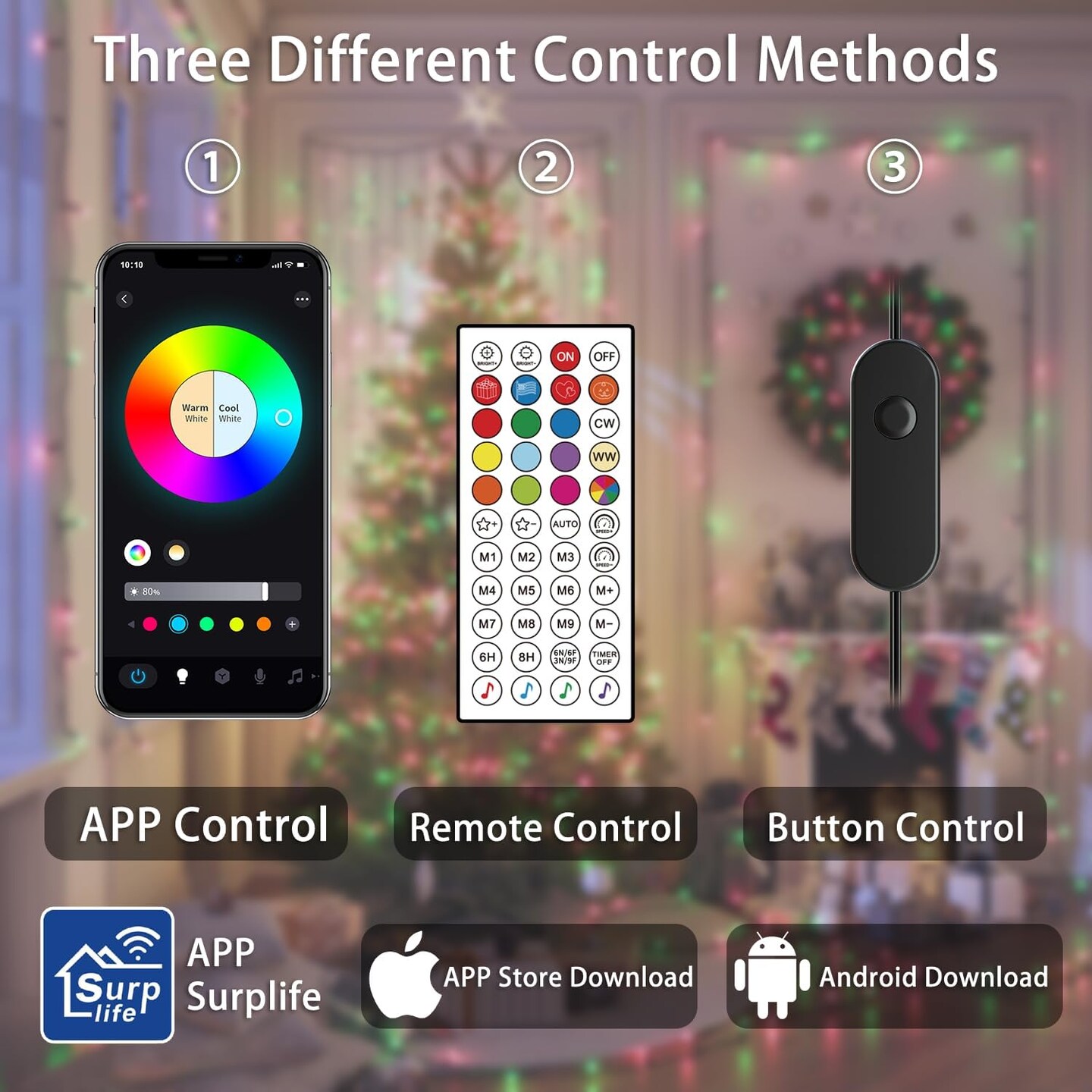 Color Changing Smart Christmas Lights,66ft 200 LED RGB String Lights with App &#x26; Remote Control,Timer,Music Sync,Dimmable Indoor/Outdoor Green Lights for St. Patrick&#x27;s Day,Easter Decoration