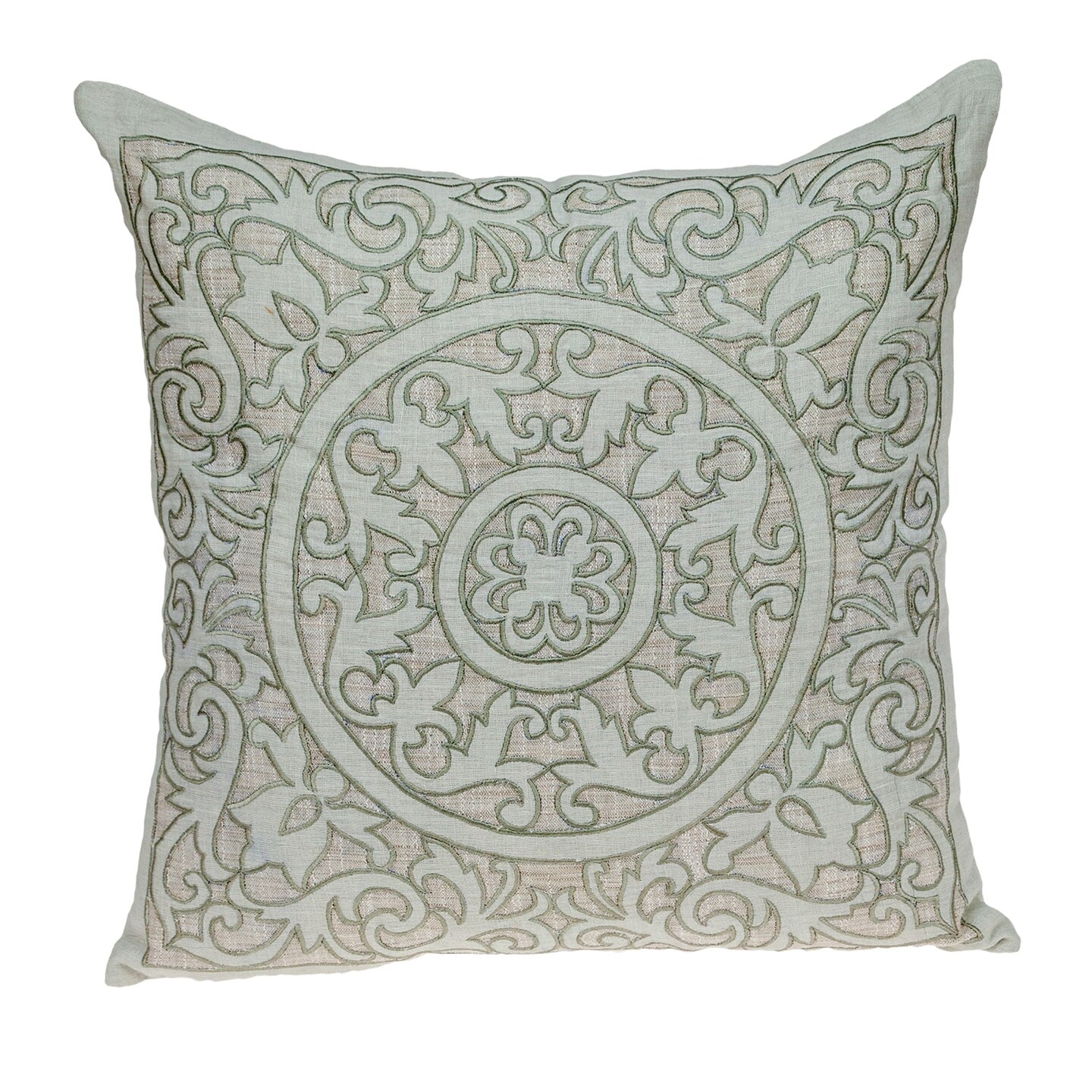 Nassau Collection Damask Square Cotton Throw Pillow - 22" - Beige