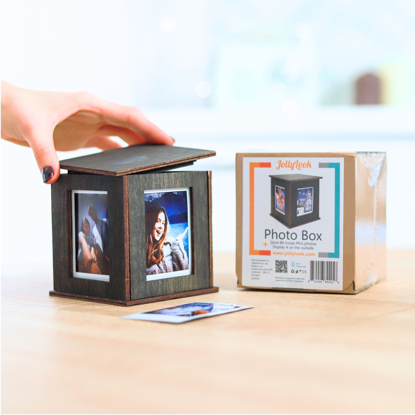 Photo Box – Elegant Wooden Storage and Display Case (compatible with Instax Mini) | Vintage-Inspired Design | Holds Up to 80 Instant Prints | Ideal for Instant Film Photography Enthusiasts