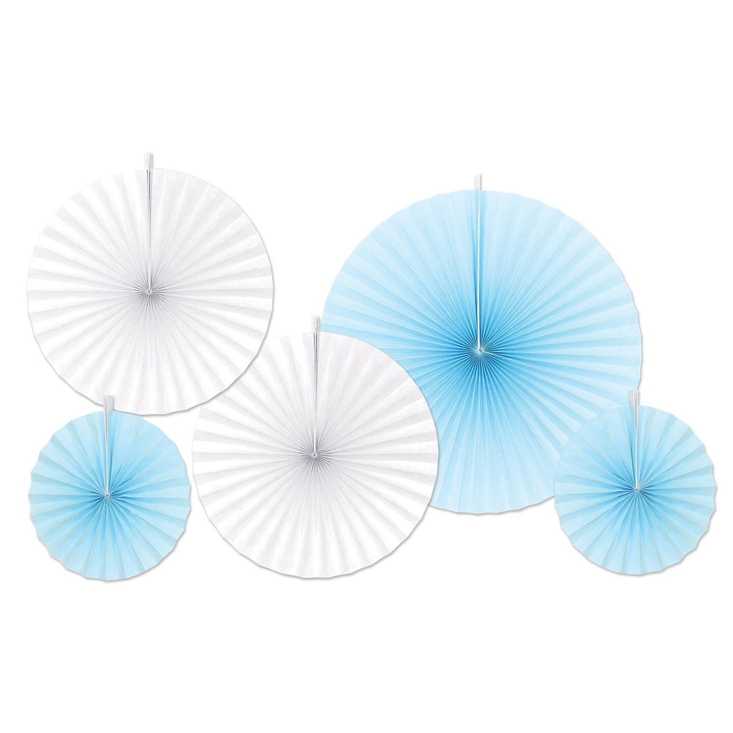 60 Piece Beistle Accordion Paper Fans - Asst Light blue/white