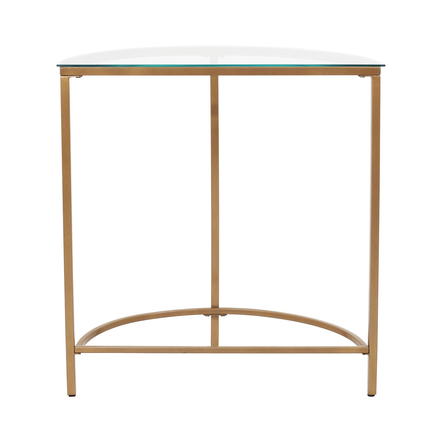 D-Shaped Console Table with Glass Top and Golden Base | Elegant &#x26; Modern Entryway Table | Sturdy Metal Frame | Space-Saving Design | Perfect for Living Room, Hallway, Office &#x26; Home D&#xE9;cor