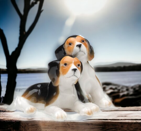 Ceramic Beagle Dogs Figurine, Home D&#xE9;cor, Gift for Her, Gift for Mom, Kitchen D&#xE9;cor, Dog Lover Gift, Pet Loss Gift