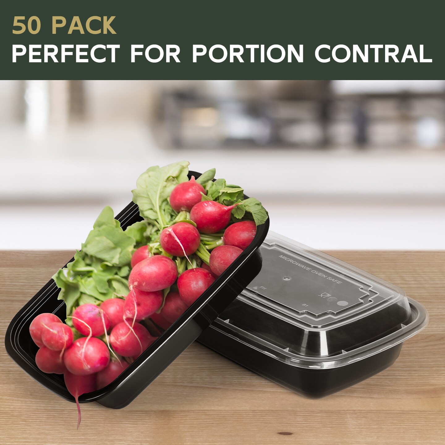 Meal Prep Containers, 50 Packs Plastic Food Storage Containers with Lids, 24oz Bento Box Reusable, To Go Containers Disposable