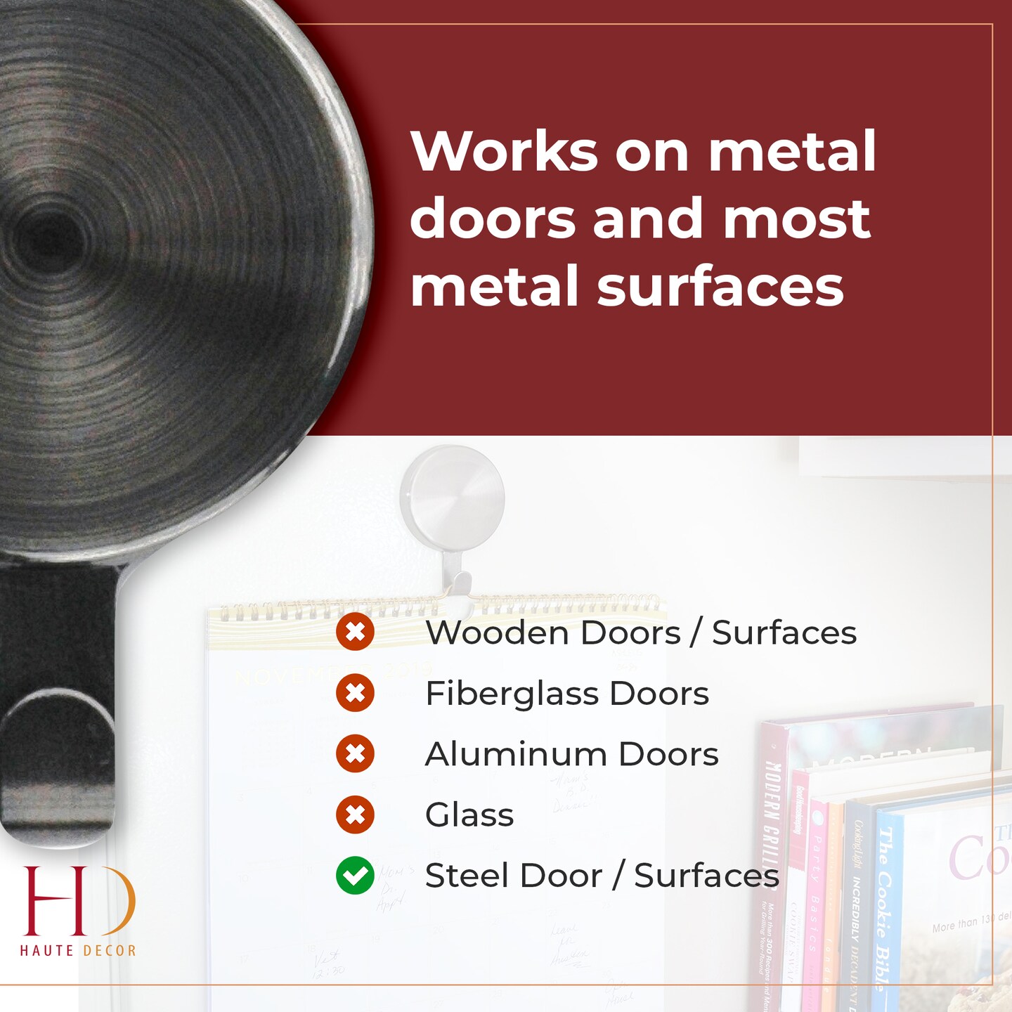 Haute Decor Attract® Magnetic Hanger, 1 Pack - Strong Magnet Hook for Metal Doors and Surfaces