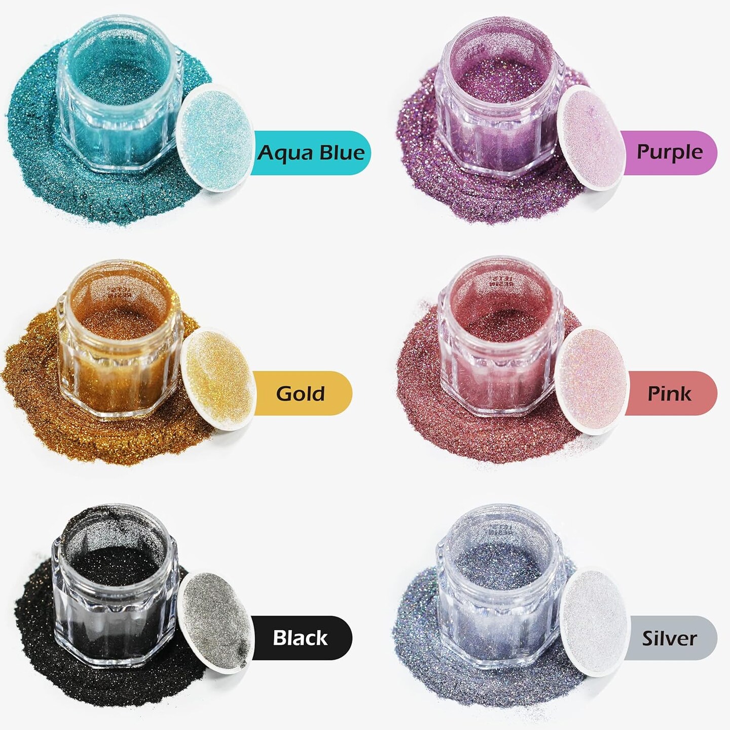 LET&#x27;S RESIN 0.08mm Holographic Glitter, Ultra Fine Glitter for Epoxy Resin/Resin Molds, Sparkle Saturated Color Glitter Powder for Nail Art, Slime, Tumbler, Hair