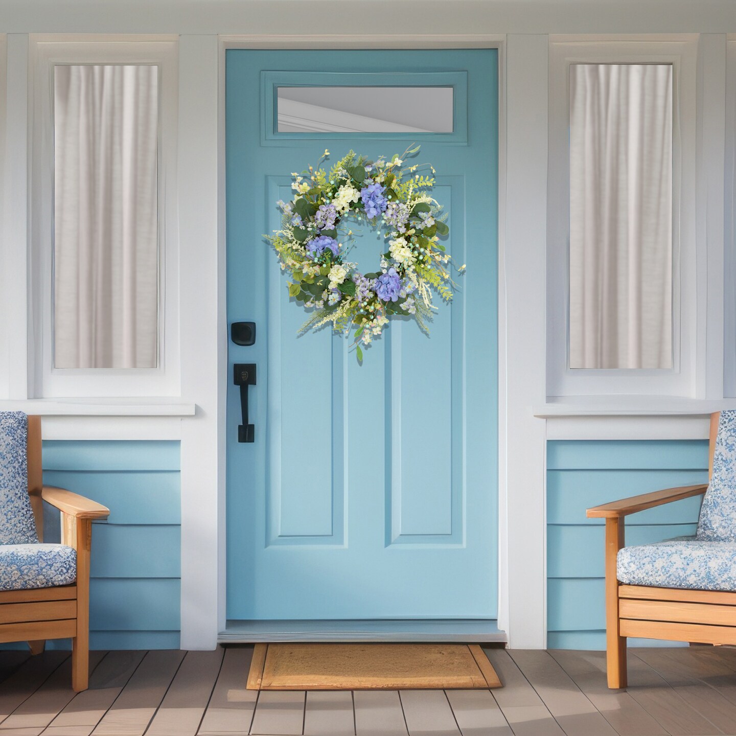 Northlight Eucalyptus Hyacinths and Hydrangea Fern Wreath