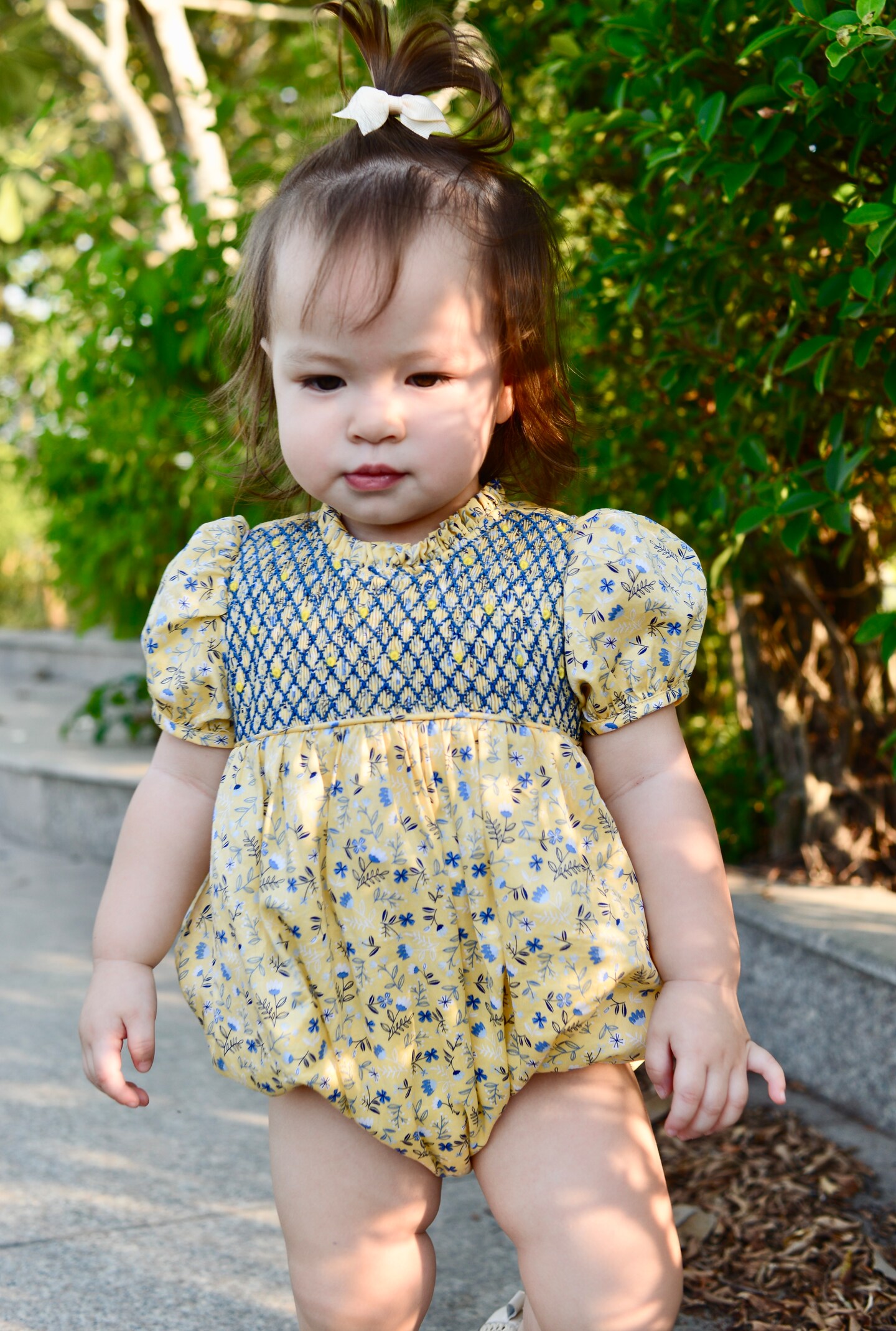 Girl Spring Smocked Dress- Yellow Floral Smocked Bodysuit Dress- Summer Smocked  Dress | MakerPlace by Michaels