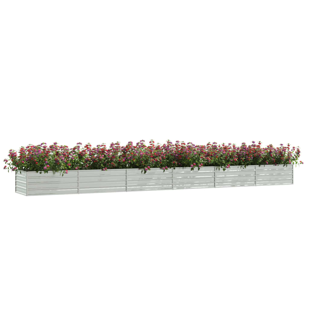 vidaXL Garden Raised Bed 236.2&#x22;x31.5&#x22;x17.7&#x22; Galvanized Steel Silver