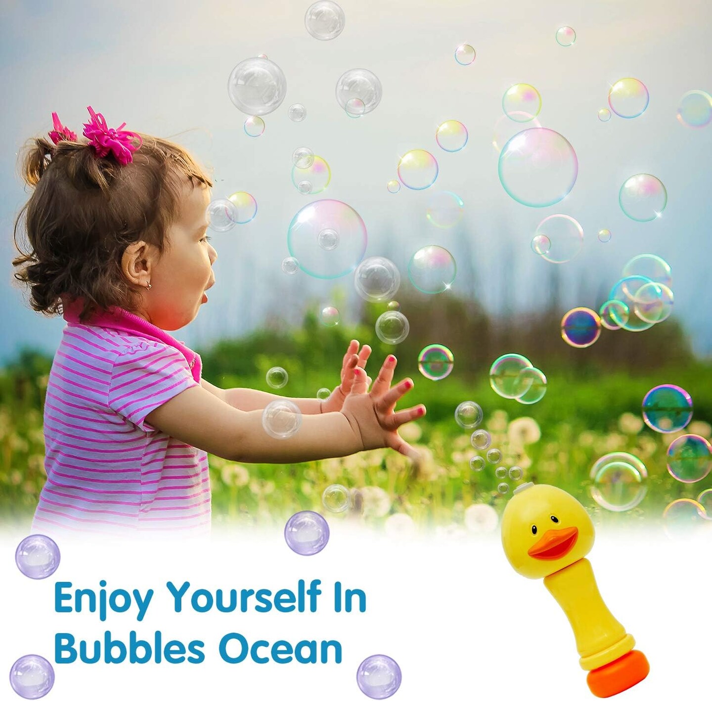 2 Packs Duck Bunny Bubble Wands with 2 Bottle of Bubble Solution (50ml) for Kids &#x26; Toddlers, Outdoor Party Supplies, Weddings, Gifts, Summer Toy, Easter