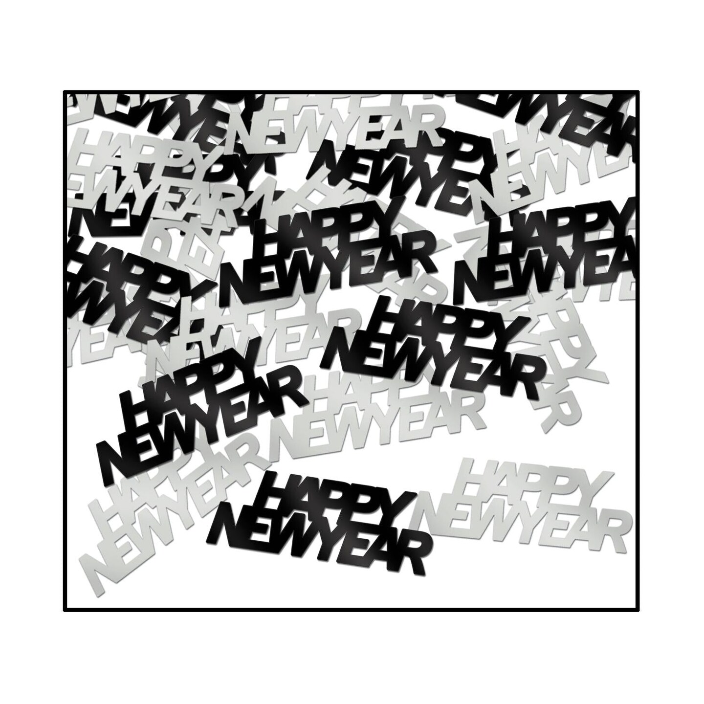12 Pack Beistle Happy New Year Confetti black/silver - black/silver (0.5 Oz/Pkg)