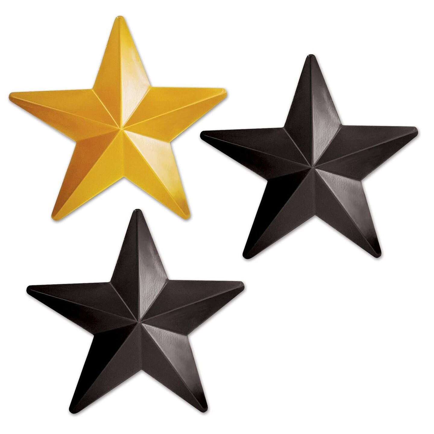36 Pack Bulk Plastic Stars, asst black & gold Party Decorations