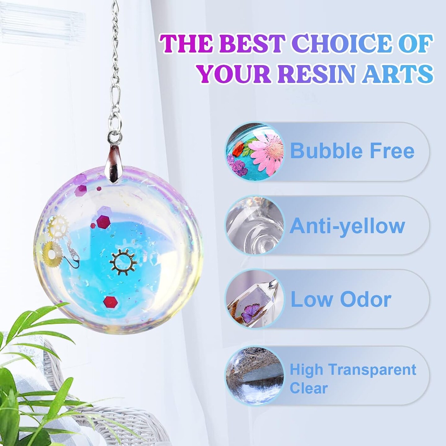 LET&#x27;S RESIN UV Resin, Upgraded 1500g Ultraviolet Epoxy Resin Clear, Odorless &#x26; Low Shrinkage UV Resin Hard with Silicone Measuring Cups, UV Resin Kit for Jewelry, UV Resin Molds, Craft Decoration