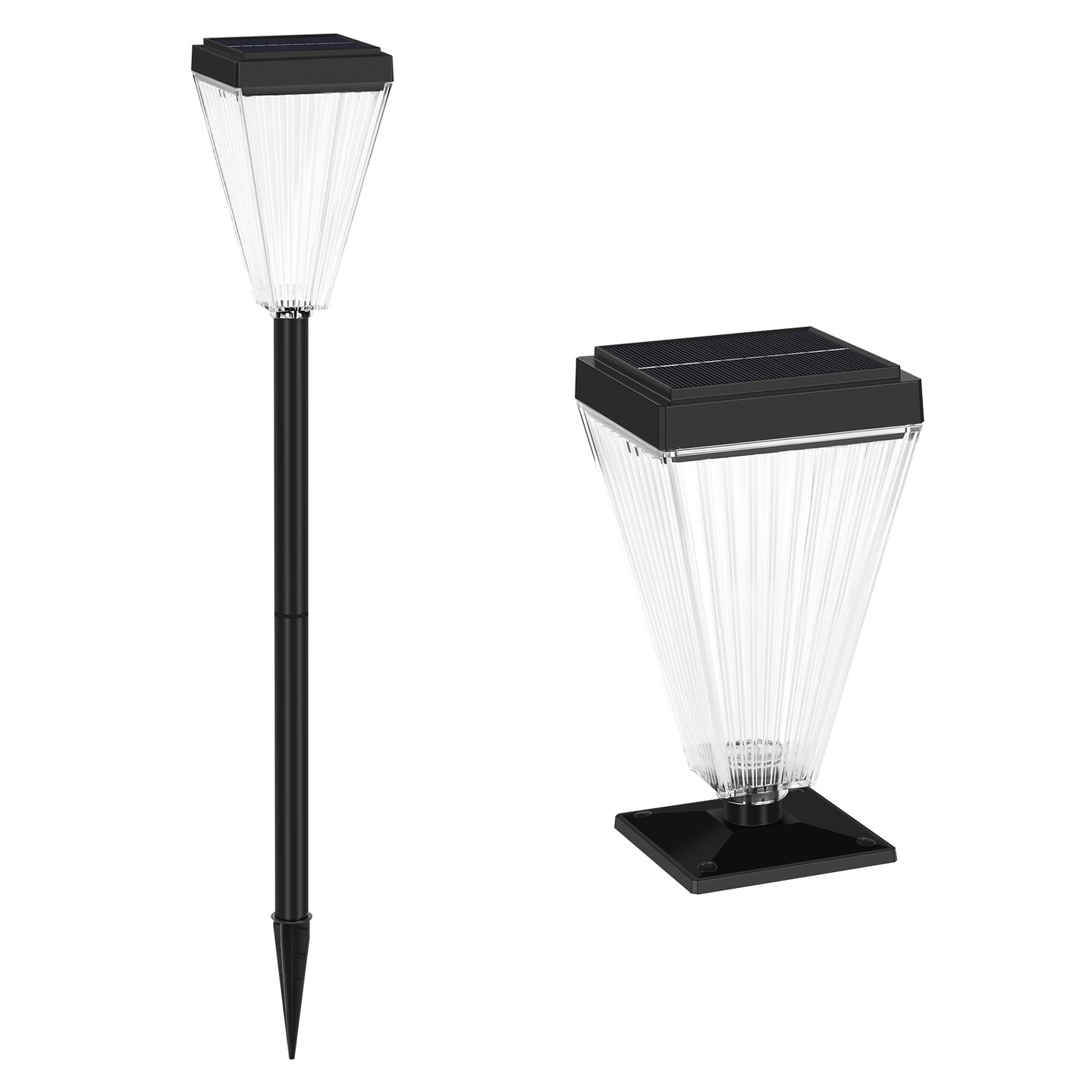 Solar Lamp Post Lights 2 Pack, Outdoor Solar Post Cap Lights Waterproof, Solar Pole Lights, Decorative Pillar Lamp for Yard Street Garden