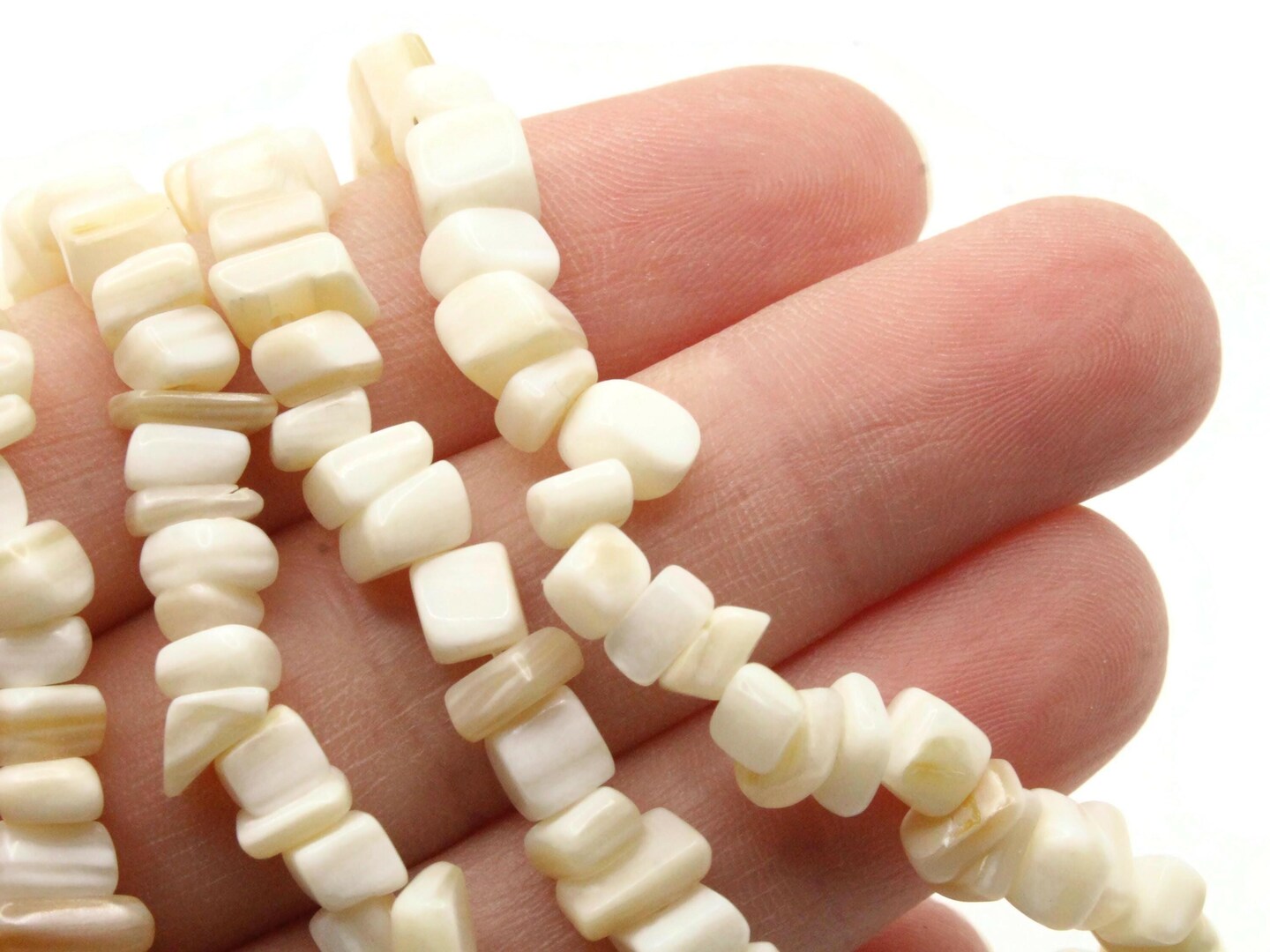 White Shell Bead Chips 36 Inch Strand Beads Dyed Natural Seashell Beads