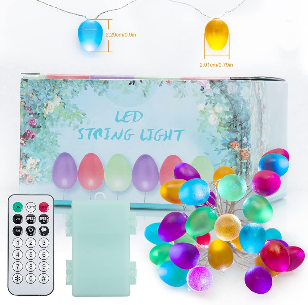Easter Decorations Easter Egg Ornaments 10ft 30 LEDs Fairy Lights Battery Operated with Remote