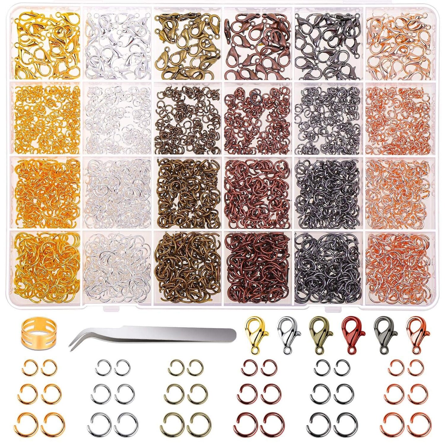 Jump Rings, 2340Pcs Open Jump Rings and Lobster Clasps Jewelry Making Supplies Kit for Necklace and Jewelry Repair