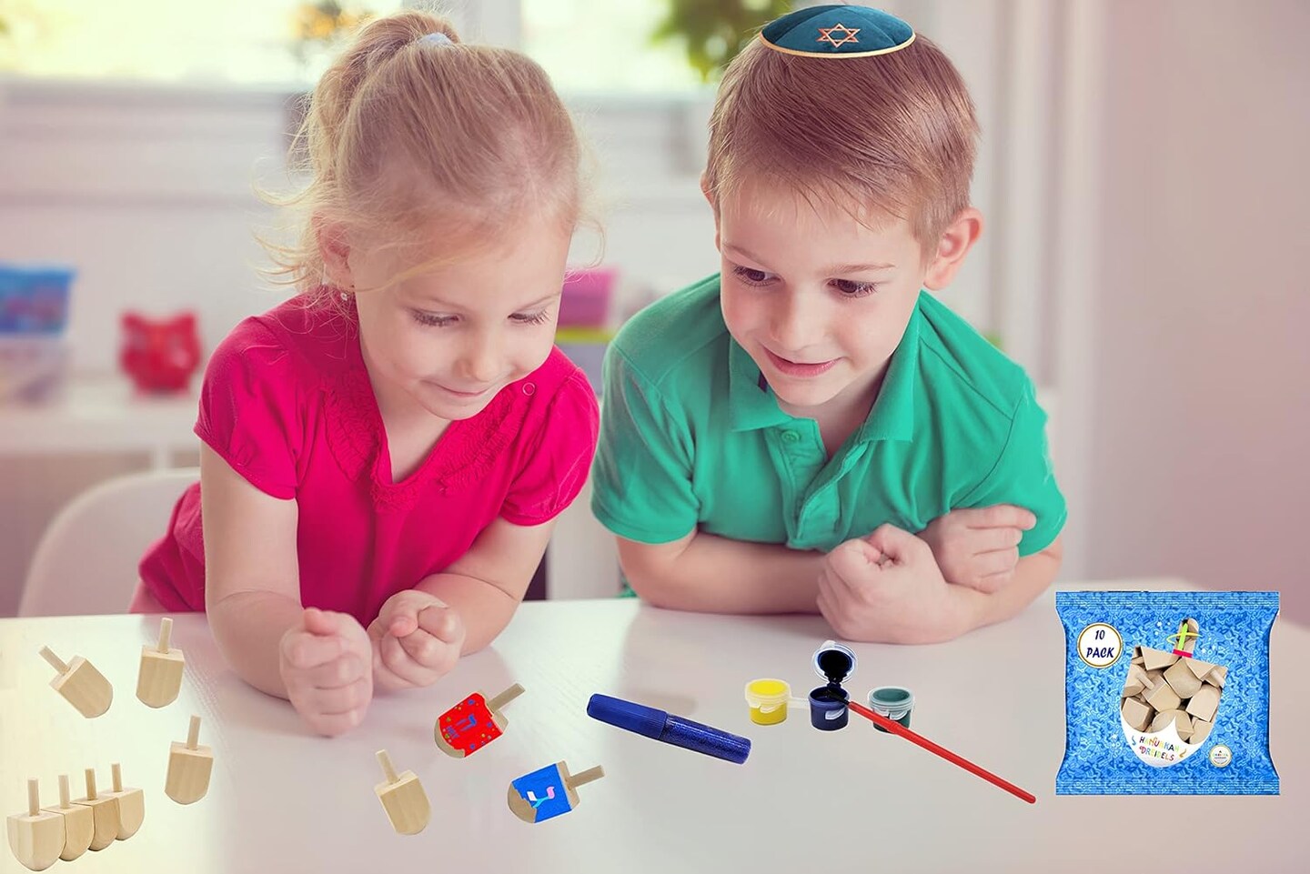 Hanukkah Wood Dreidels, Design Your Own Dreidel, DIY 1.5" Inch Unfinished Natural Wooden Chanukkah Dreidels (30-Pack)