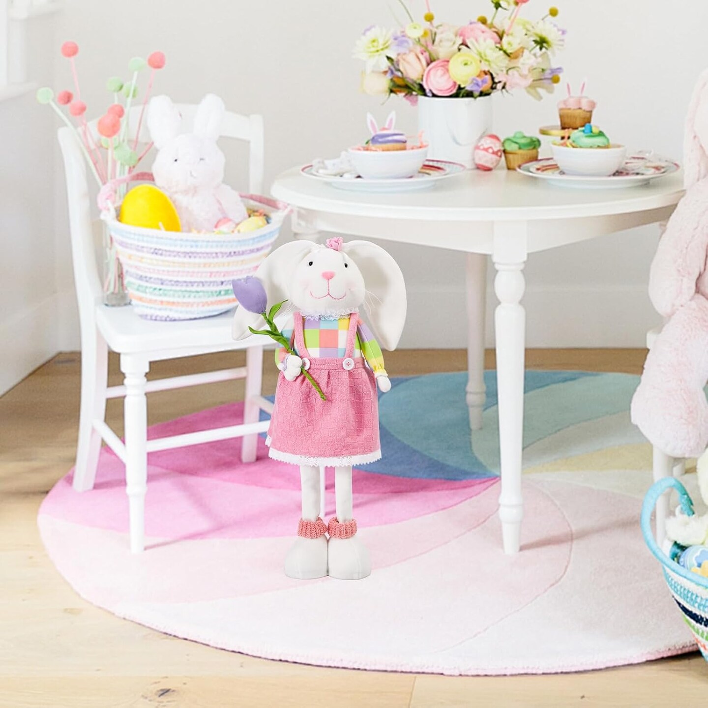 Easter Decorations for Home Rabbit Bunny Plush Decor Handmade with Dress Easter