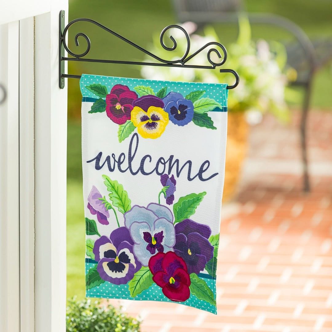 Pansey Garden Spring Garden Flag 2 Sided Burlap