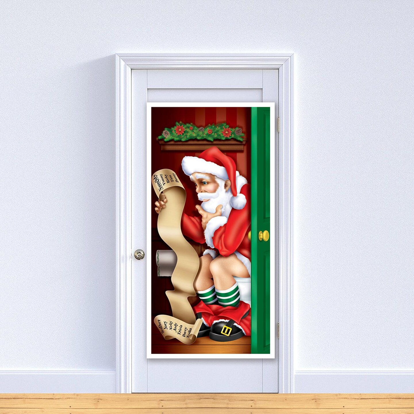 12 Pack Beistle Christmas Santa Restroom Door Cover