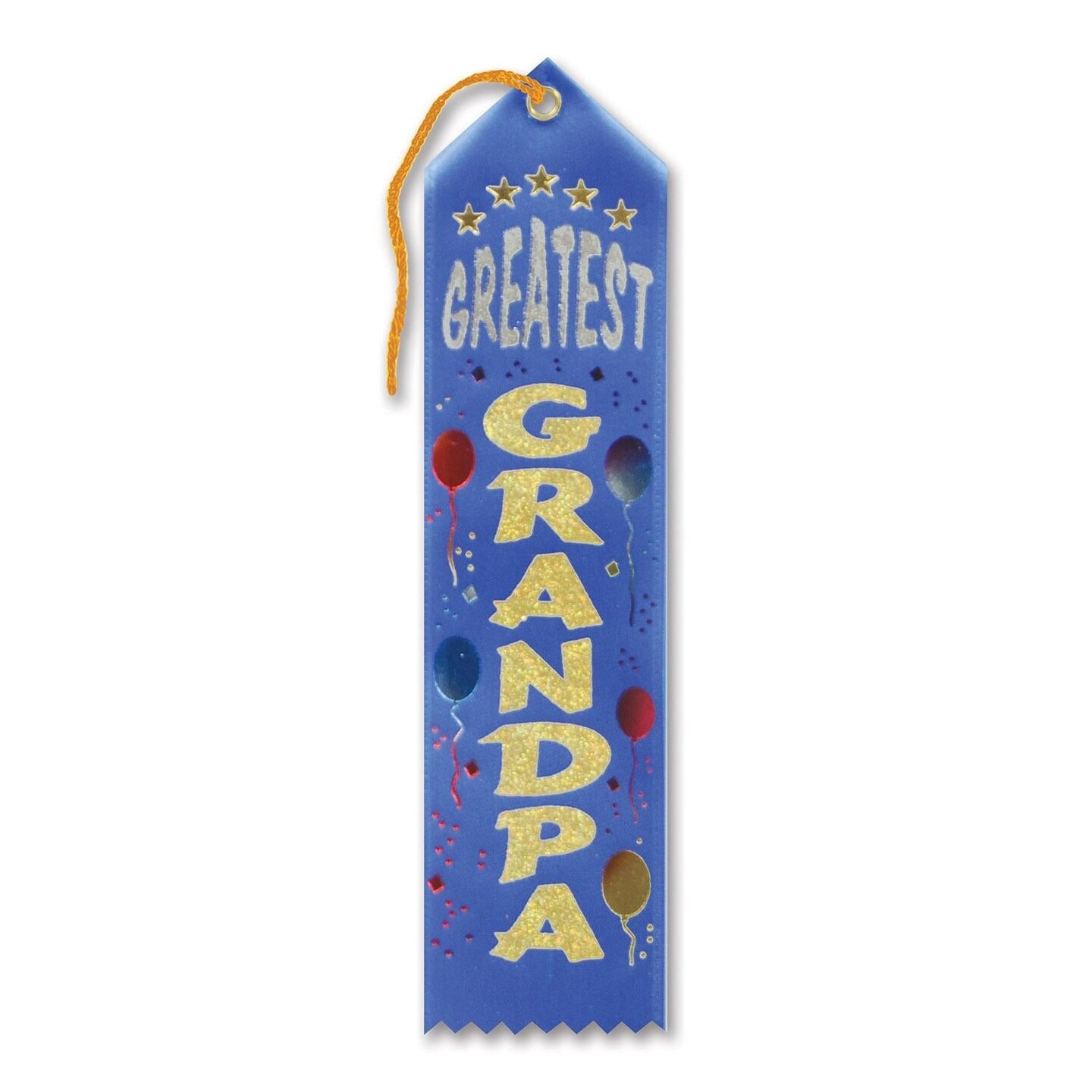 6 Pack Beistle Greatest Grandpa Award Ribbon - blue