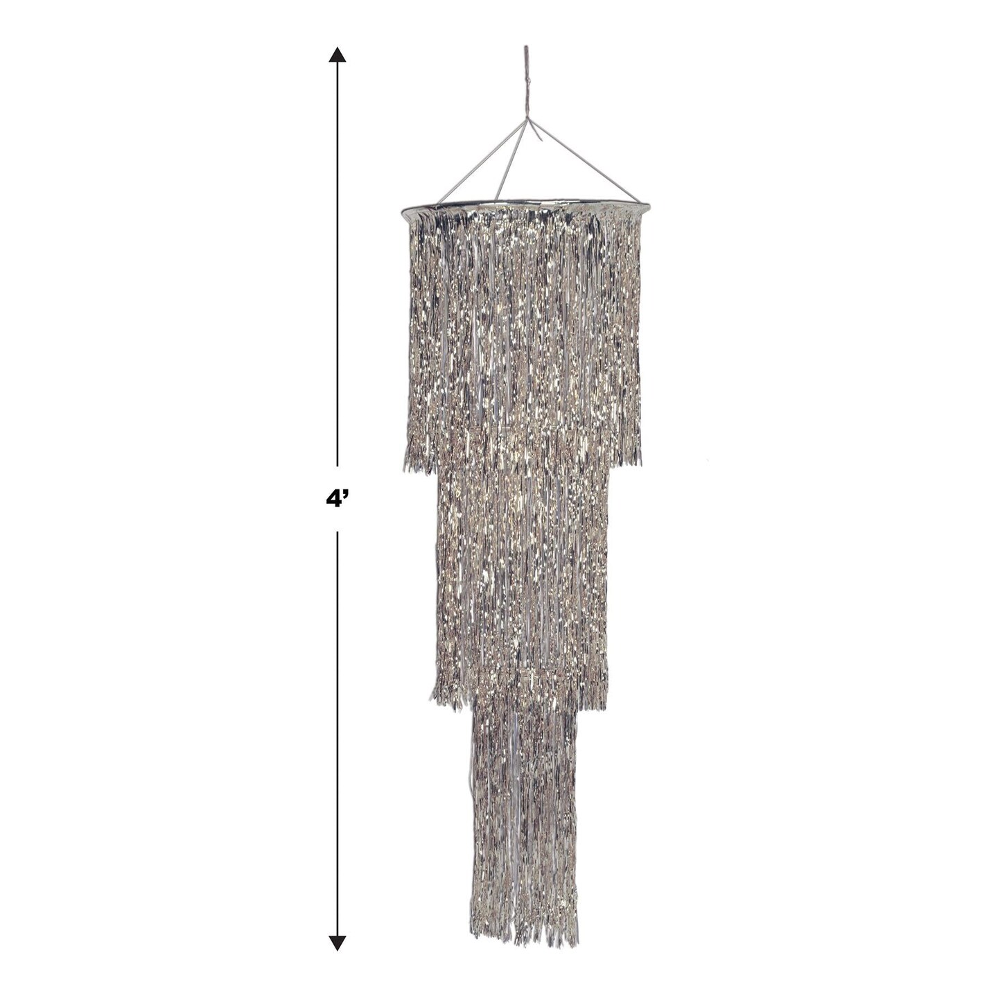 6 Pack Bulk 3-Tier (1-Ply)Shimmering Party Chandelier - silver