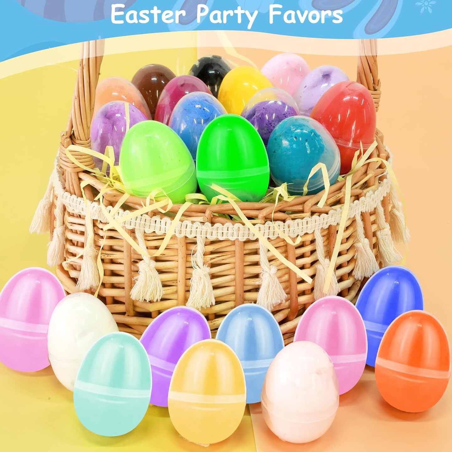 24 Pack Easter Basket Stuffers Fillers Butter Slime Kit Easter Eggs Fidget Toys Stress Relief Non-Sticky Stretchy