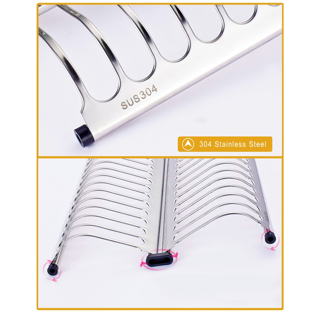 2-Tier Small Dish Drying Rack with Drainboard & Cutting Board Holder for Kitchen