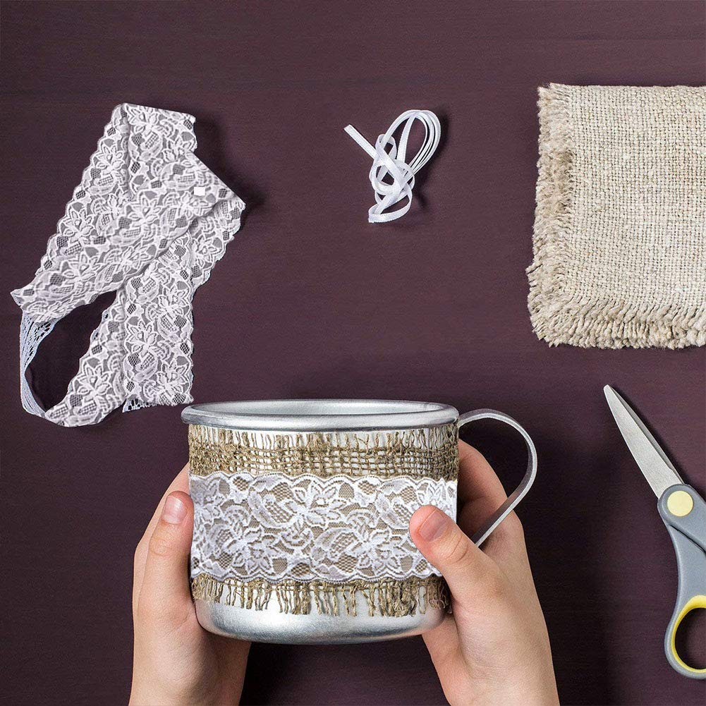 VGOODALL 3 Inch White Lace Ribbon, 10 Yards Wide Stretchy Lace Trim Elastic Floral Lace for Bridal Wedding Decoration Gift Wrapping DIY Sewing Craft Hair Bow Making