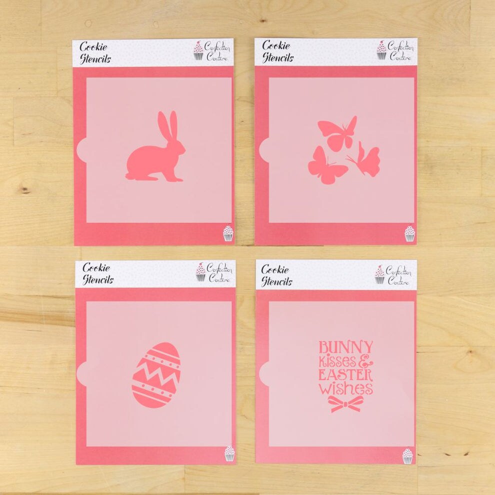 Bunny Kisses and Easter Wishes 4 Piece Cookie Stencil Bundle