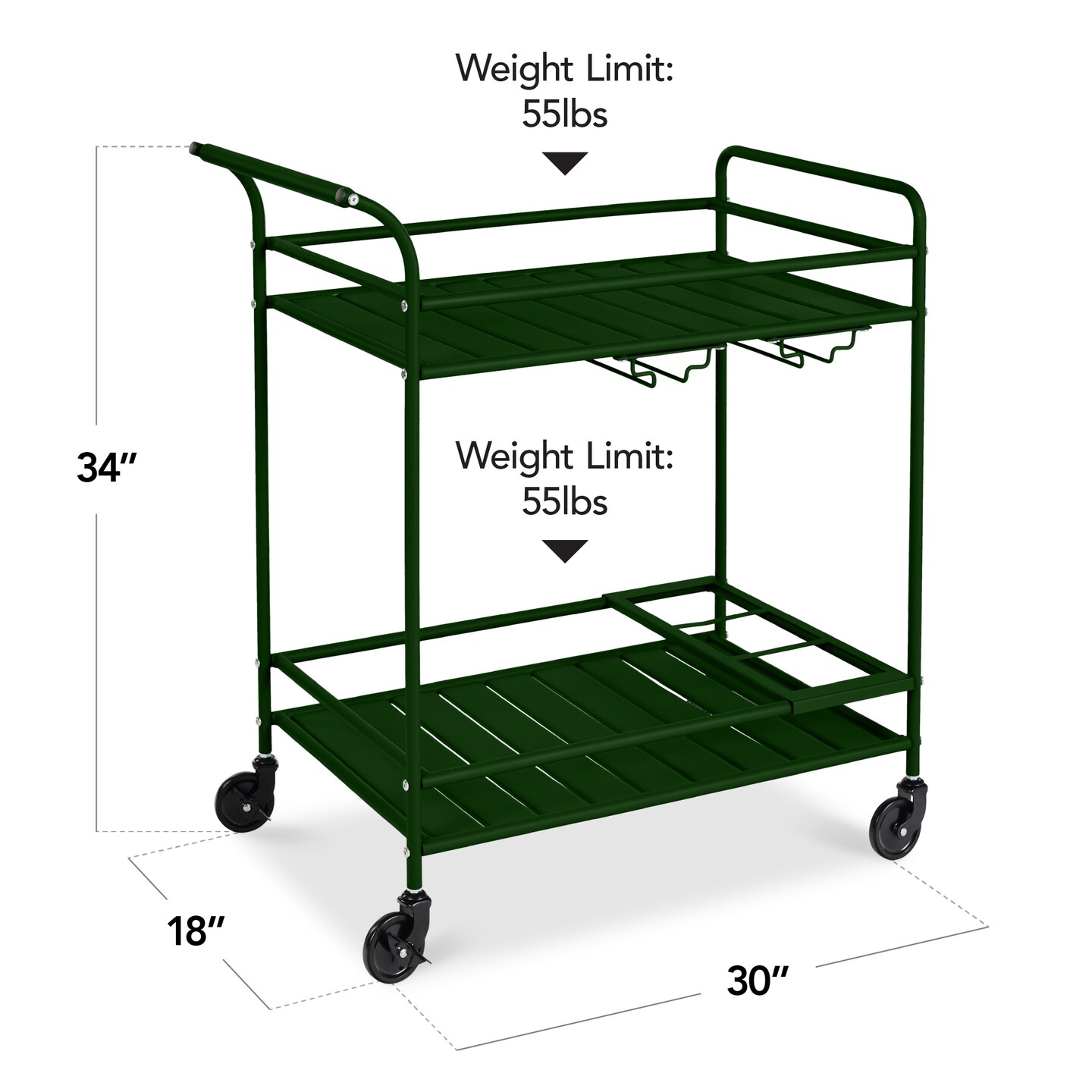 Best Choice Products 2-Tier Rolling Bar Cart Indoor/Outdoor w/ Storage Shelves, Wine Rack, Lockable Wheels