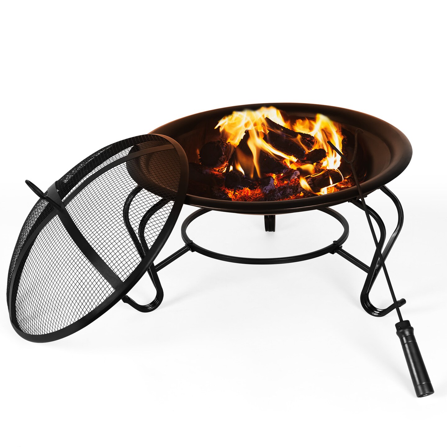 Fire Pit, Wood Burning Fire Bonfire Pits Outdoor BBQ Grill Fire Pit Bowl for Camp 22 inch
