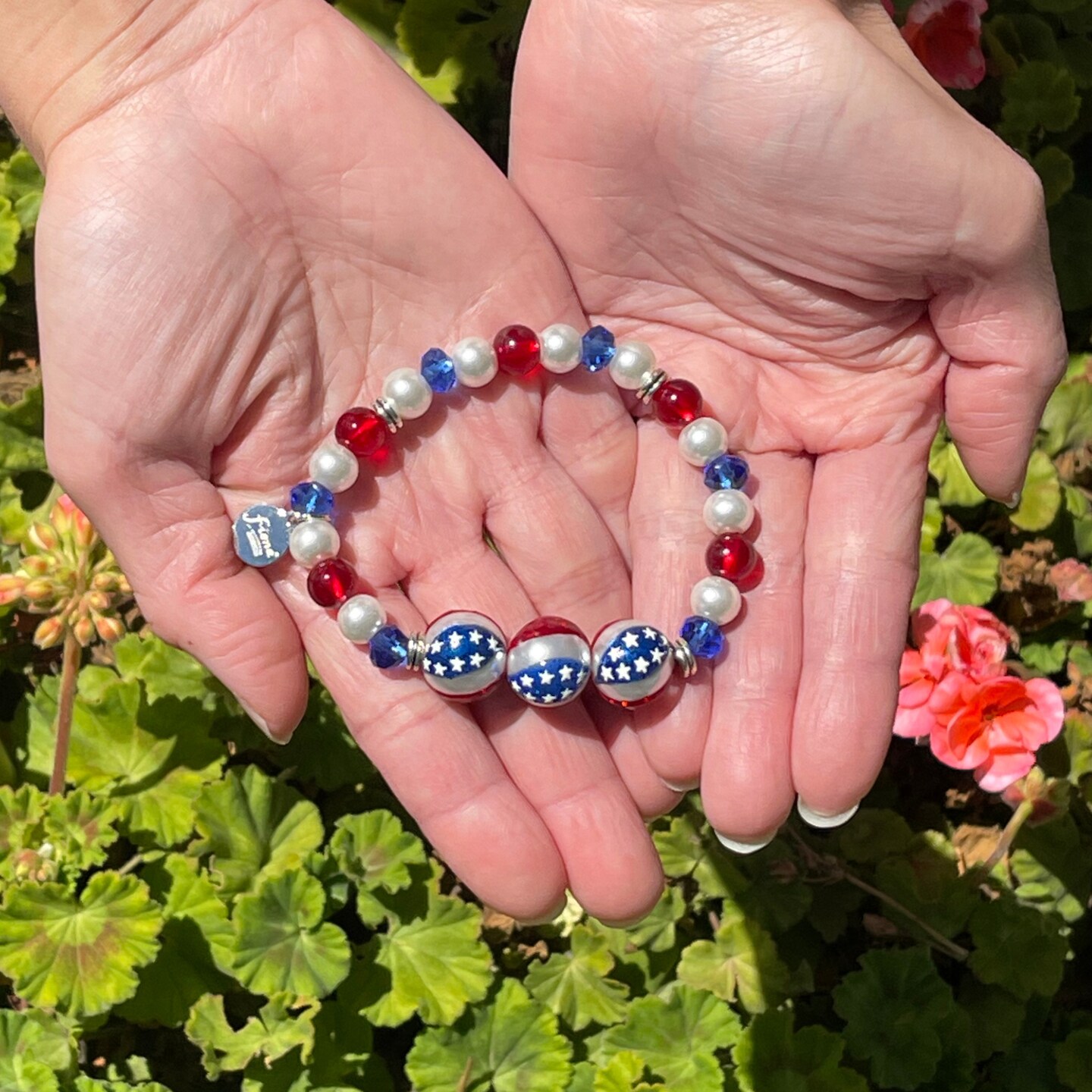 VEKDA Patriotic 4th Of July Bracelets - Red White Blue Beaded Bracelets For Women Men Independence Day