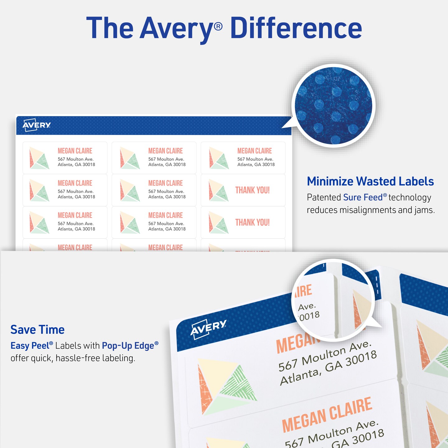 Avery Easy Peel Printable Address Labels with Sure Feed, 1&#x22; x 2-5/8&#x22; Customizable Stickers, White, 1,500 Blank Mailing Labels, Great for Mailing, Shipping, and More (2-Pack of 8160)