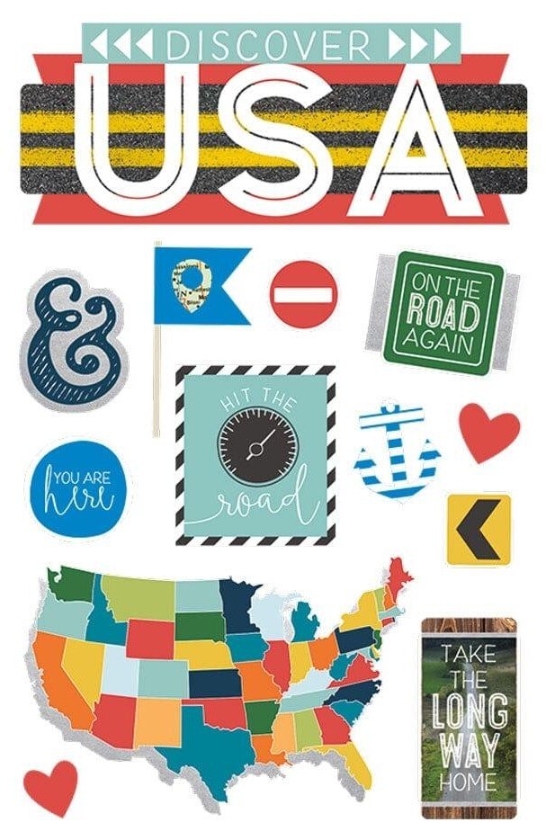 Paper House Discover USA Dimensional Stickers